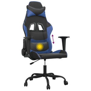 vidaXL Gaming Chair with Massage Function Black and Blue Faux Leather