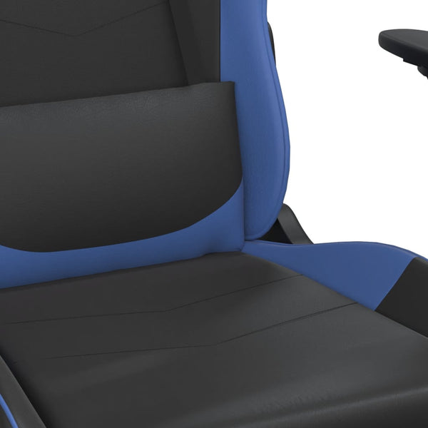 vidaXL Gaming Chair with Massage Function Black and Blue Faux Leather