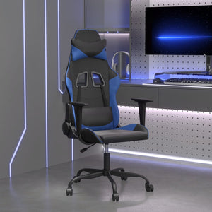 vidaXL Gaming Chair with Massage Function Black and Blue Faux Leather