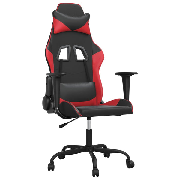 vidaXL Gaming Chair with Massage Function Black and Red Faux Leather