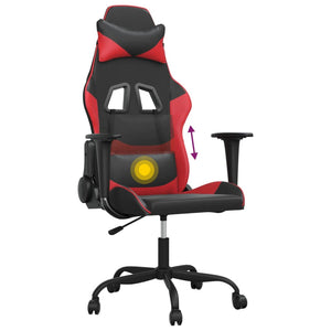 vidaXL Gaming Chair with Massage Function Black and Red Faux Leather