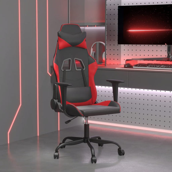 vidaXL Gaming Chair with Massage Function Black and Red Faux Leather
