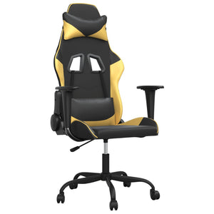 vidaXL Gaming Chair with Massage Function Black & Gold Faux Leather