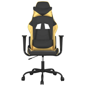 vidaXL Gaming Chair with Massage Function Black & Gold Faux Leather