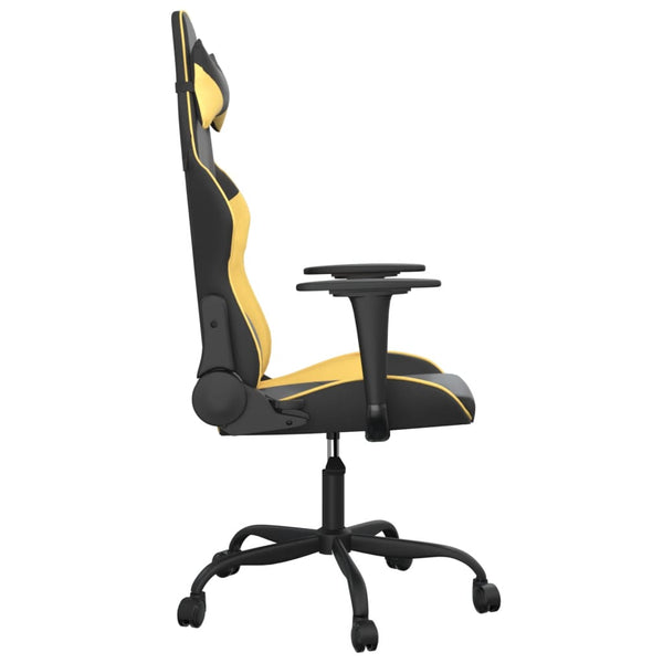 vidaXL Gaming Chair with Massage Function Black & Gold Faux Leather