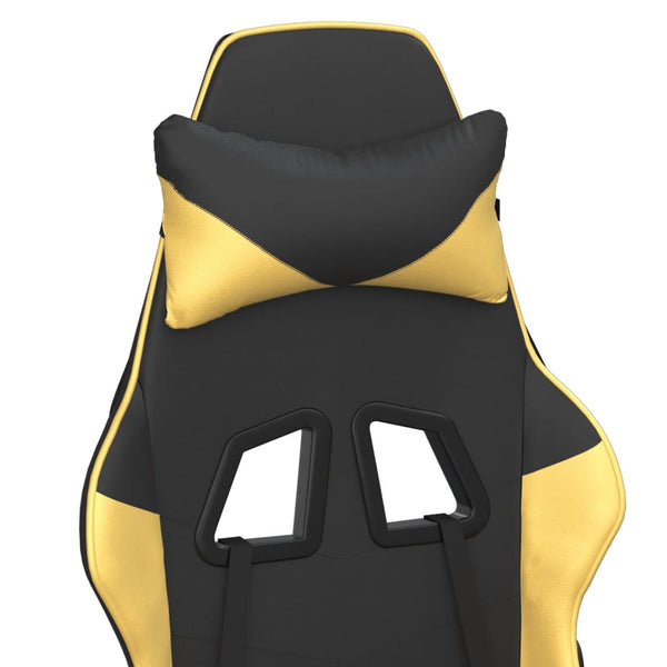 vidaXL Gaming Chair with Massage Function Black & Gold Faux Leather