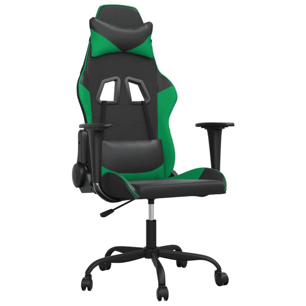 vidaXL Gaming Chair with Massage Function Black and Green Faux Leather