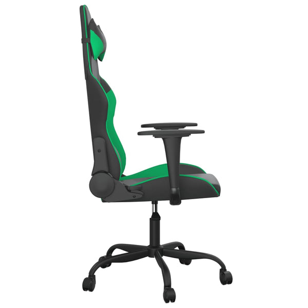 vidaXL Gaming Chair with Massage Function Black and Green Faux Leather