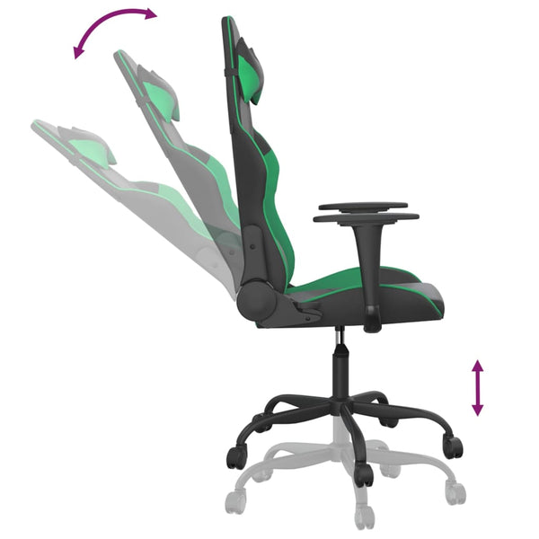 vidaXL Gaming Chair with Massage Function Black and Green Faux Leather