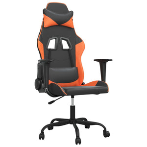 vidaXL Gaming Chair with Massage Function Black and Orange Faux Leather