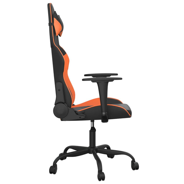 vidaXL Gaming Chair with Massage Function Black and Orange Faux Leather
