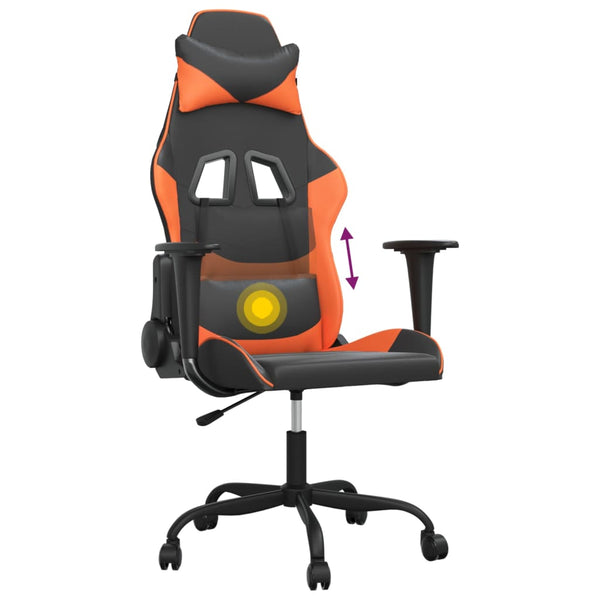 vidaXL Gaming Chair with Massage Function Black and Orange Faux Leather