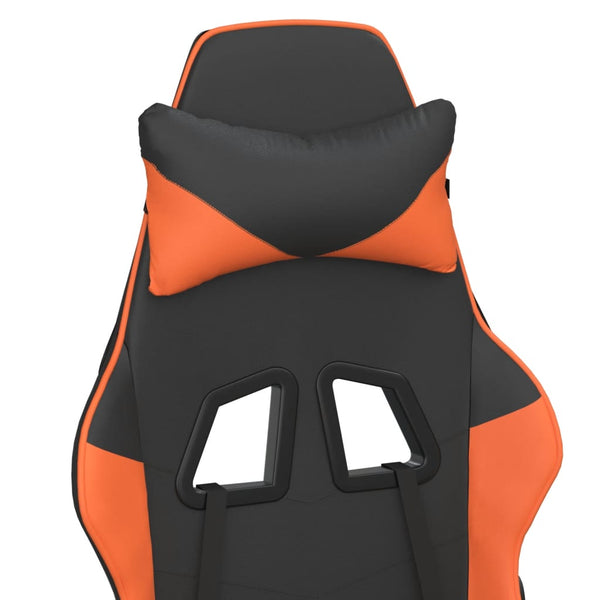 vidaXL Gaming Chair with Massage Function Black and Orange Faux Leather