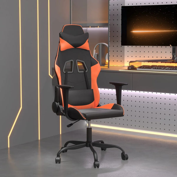 vidaXL Gaming Chair with Massage Function Black and Orange Faux Leather