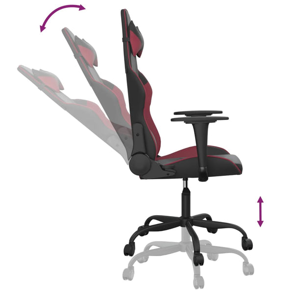 vidaXL Gaming Chair with Massage Function Black and Burgundy Faux Leather
