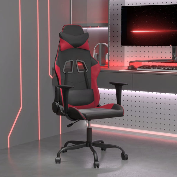 vidaXL Gaming Chair with Massage Function Black and Burgundy Faux Leather