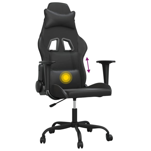 vidaXL Gaming Chair with Massage Function Black Faux Leather
