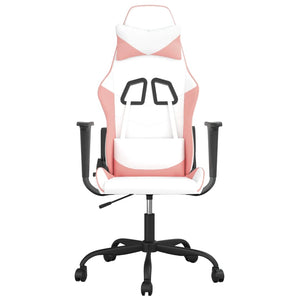 vidaXL Gaming Chair with Massage Function White and Pink Artificial Leather