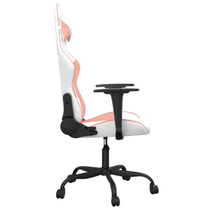 vidaXL Gaming Chair with Massage Function White and Pink Artificial Leather