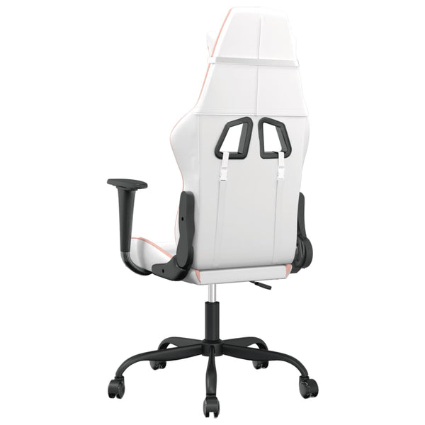 vidaXL Gaming Chair with Massage Function White and Pink Artificial Leather