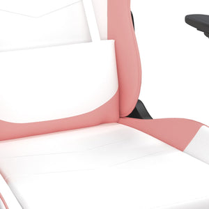 vidaXL Gaming Chair with Massage Function White and Pink Artificial Leather