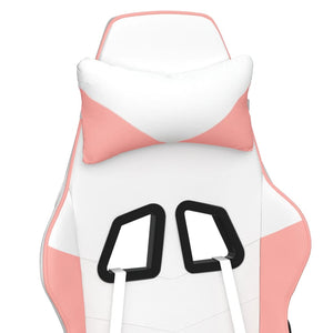 vidaXL Gaming Chair with Massage Function White and Pink Artificial Leather