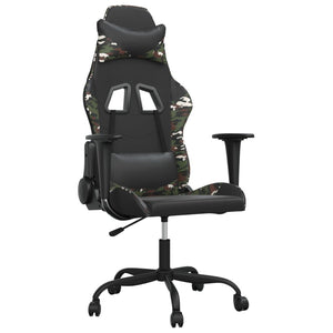 vidaXL Gaming Chair with Massage Function Black Camouflage Faux Leather