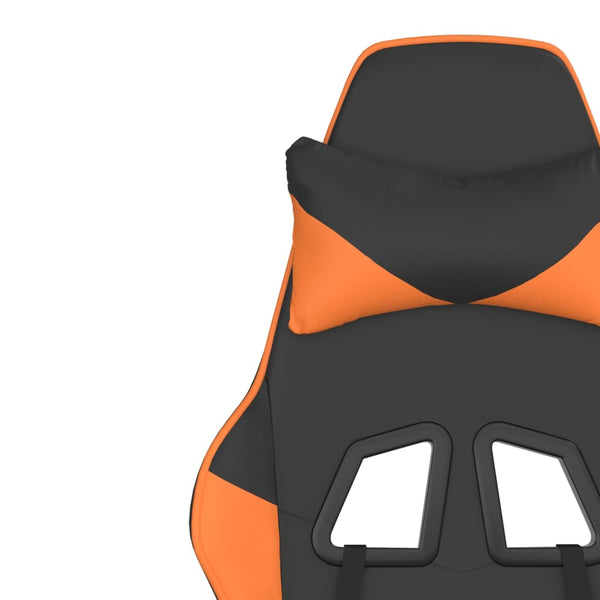 vidaXL Gaming Chair with Massage & Footrest Black Orange Faux Leather