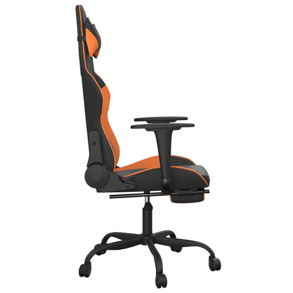 vidaXL Gaming Chair with Massage & Footrest Black Orange Faux Leather