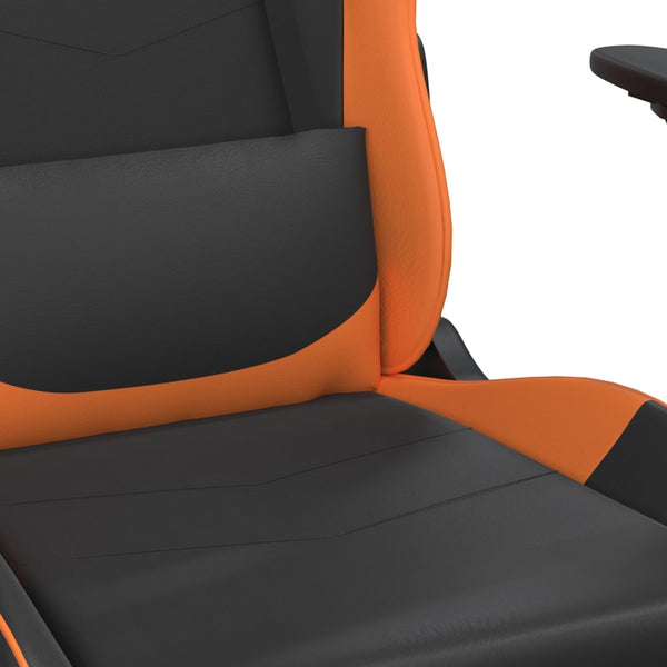 vidaXL Gaming Chair with Massage & Footrest Black Orange Faux Leather