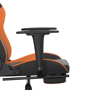 vidaXL Gaming Chair with Massage & Footrest Black Orange Faux Leather