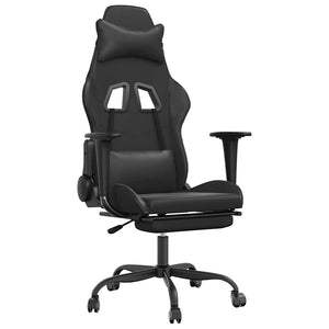 vidaXL Gaming Chair with Massage & Footrest Black Faux Leather