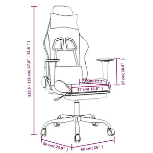 vidaXL Gaming Chair with Massage & Footrest Black Faux Leather