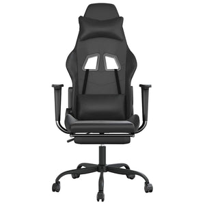 vidaXL Gaming Chair with Massage & Footrest Black Faux Leather