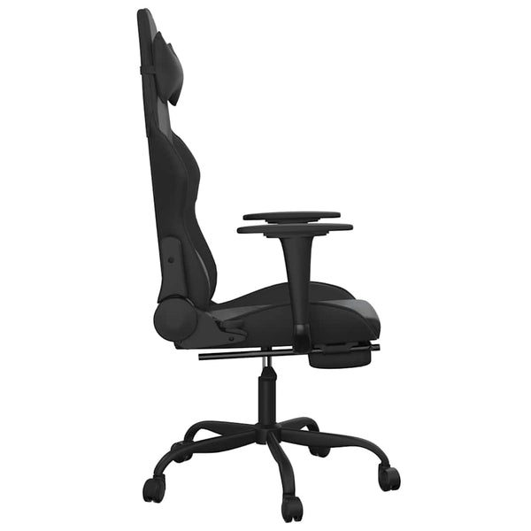 vidaXL Gaming Chair with Massage & Footrest Black Faux Leather