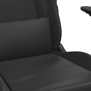 vidaXL Gaming Chair with Massage & Footrest Black Faux Leather