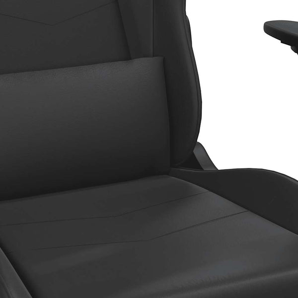 vidaXL Gaming Chair with Massage & Footrest Black Faux Leather