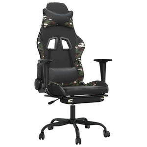 vidaXL Gaming Chair with Massage Footrest Black Camouflage Faux Leather