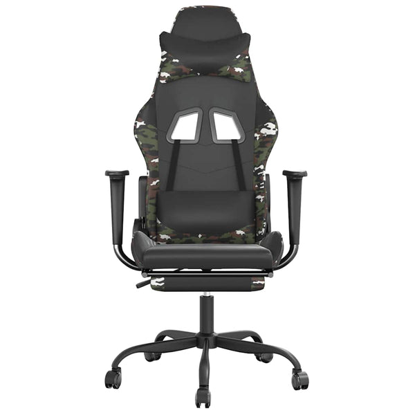 vidaXL Gaming Chair with Massage Footrest Black Camouflage Faux Leather