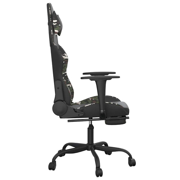 vidaXL Gaming Chair with Massage Footrest Black Camouflage Faux Leather
