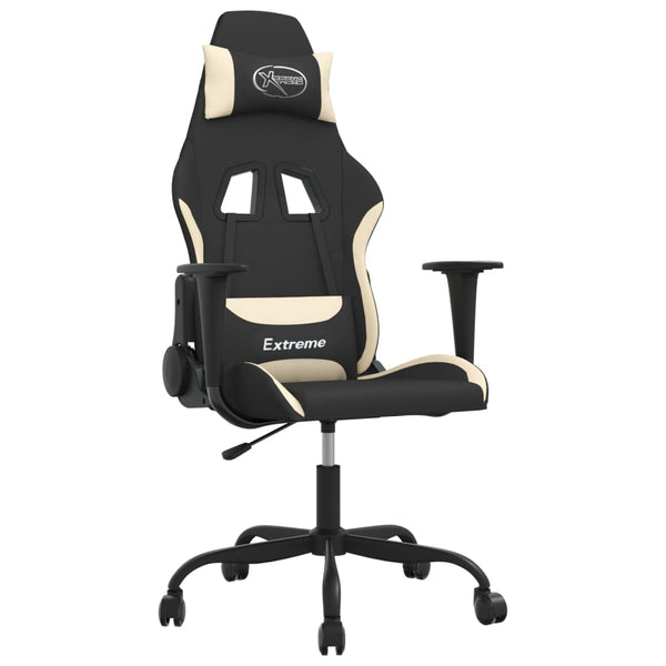 vidaXL Gaming Chair with Massage Function Black and Cream Fabric