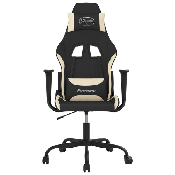 vidaXL Gaming Chair with Massage Function Black and Cream Fabric