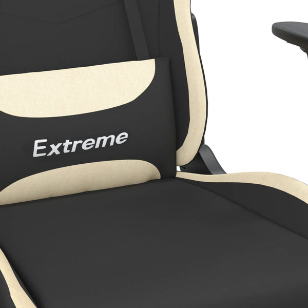 vidaXL Gaming Chair with Massage Function Black and Cream Fabric