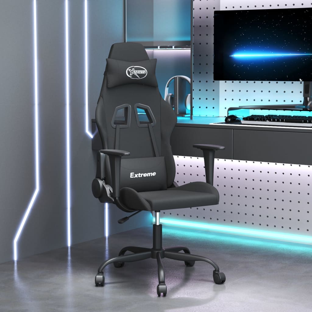vidaXL Gaming Chair with Massage Function Black Fabric