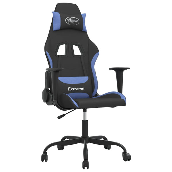 vidaXL Gaming Chair with Massage Function Black and Blue Fabric
