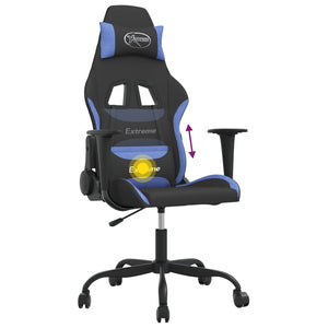 vidaXL Gaming Chair with Massage Function Black and Blue Fabric