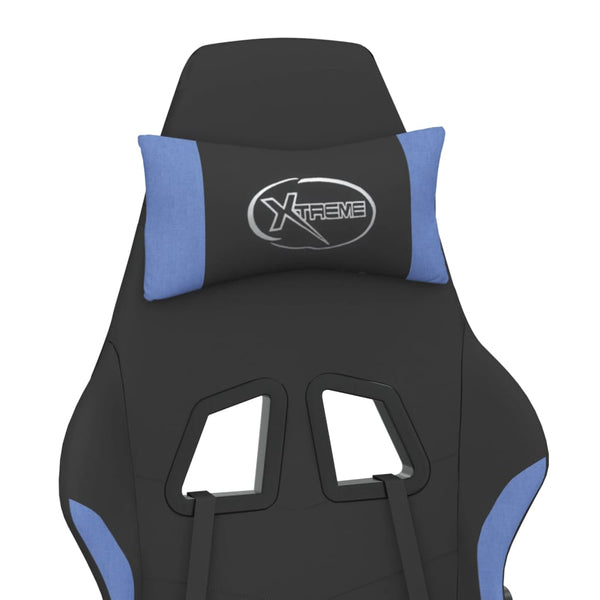 vidaXL Gaming Chair with Massage Function Black and Blue Fabric