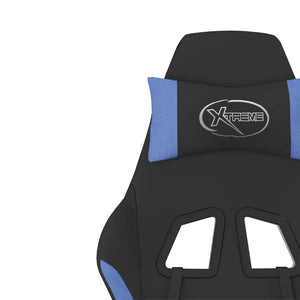 vidaXL Gaming Chair with Massage Function Black and Blue Fabric