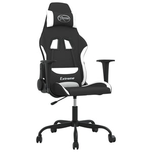 vidaXL Gaming Chair with Massage Function Black and White Fabric