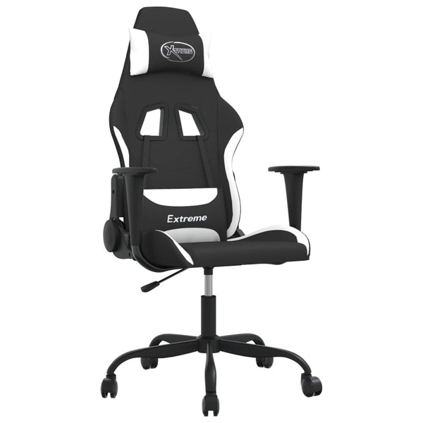 vidaXL Gaming Chair with Massage Function Black and White Fabric